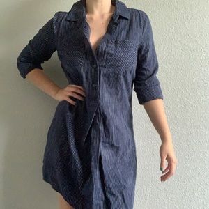 Striped navy shirt dress